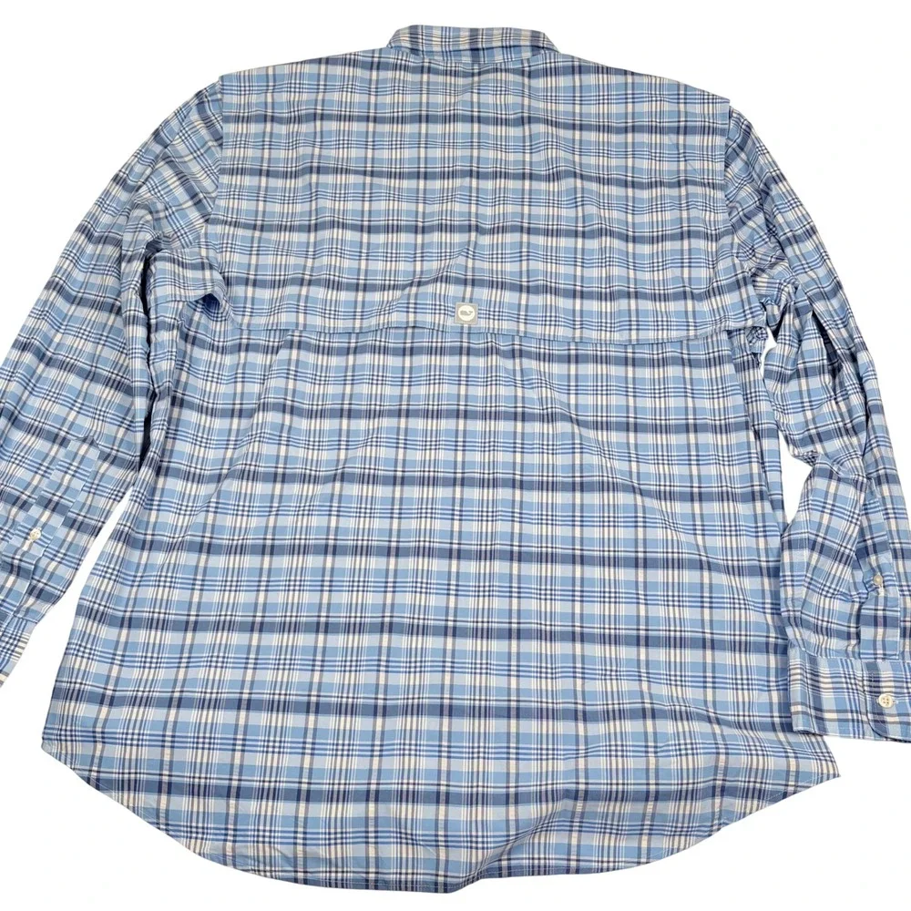 Vineyard Vines Harbor Plaid‎ Shirt Long Sleeve Button Down Fishing Vented Back L